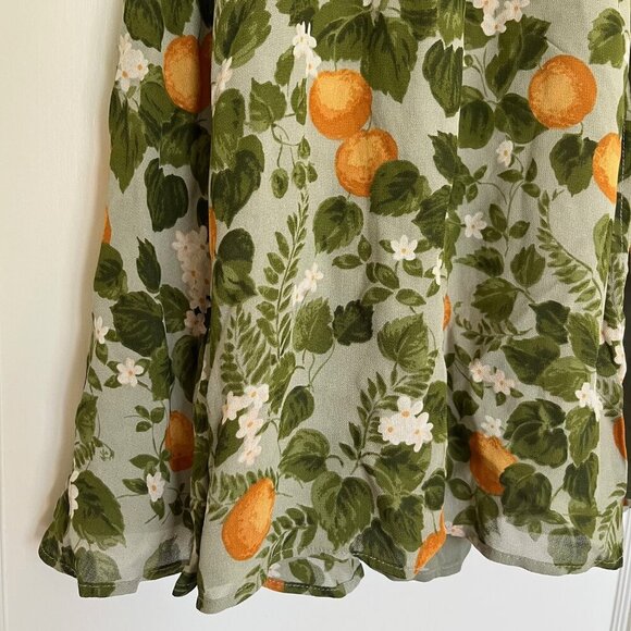 Reformation Inka Midi Smocked Dress in Orange Grove | Size XS - Picture 5 of 9